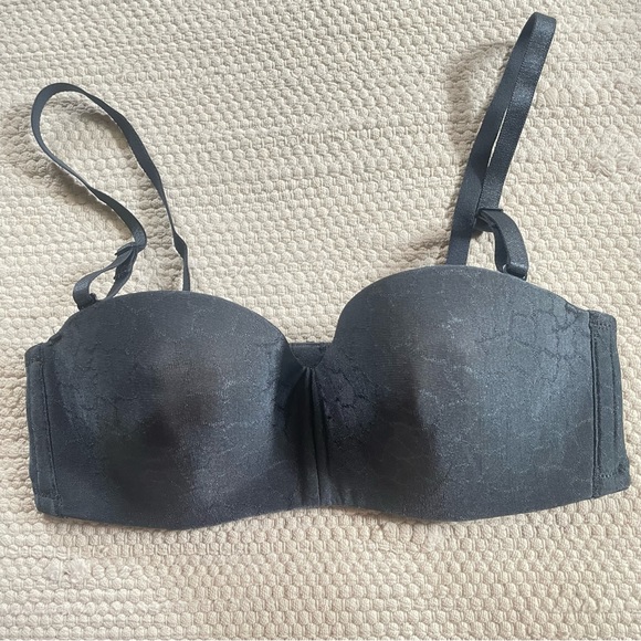 Wing Japan Blue Underwire Satin Padded Push Up Bra Bralette Removable Strap 32B - Picture 1 of 3